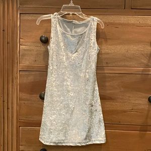 Soft silver and velvety feeling dress.  Stunning